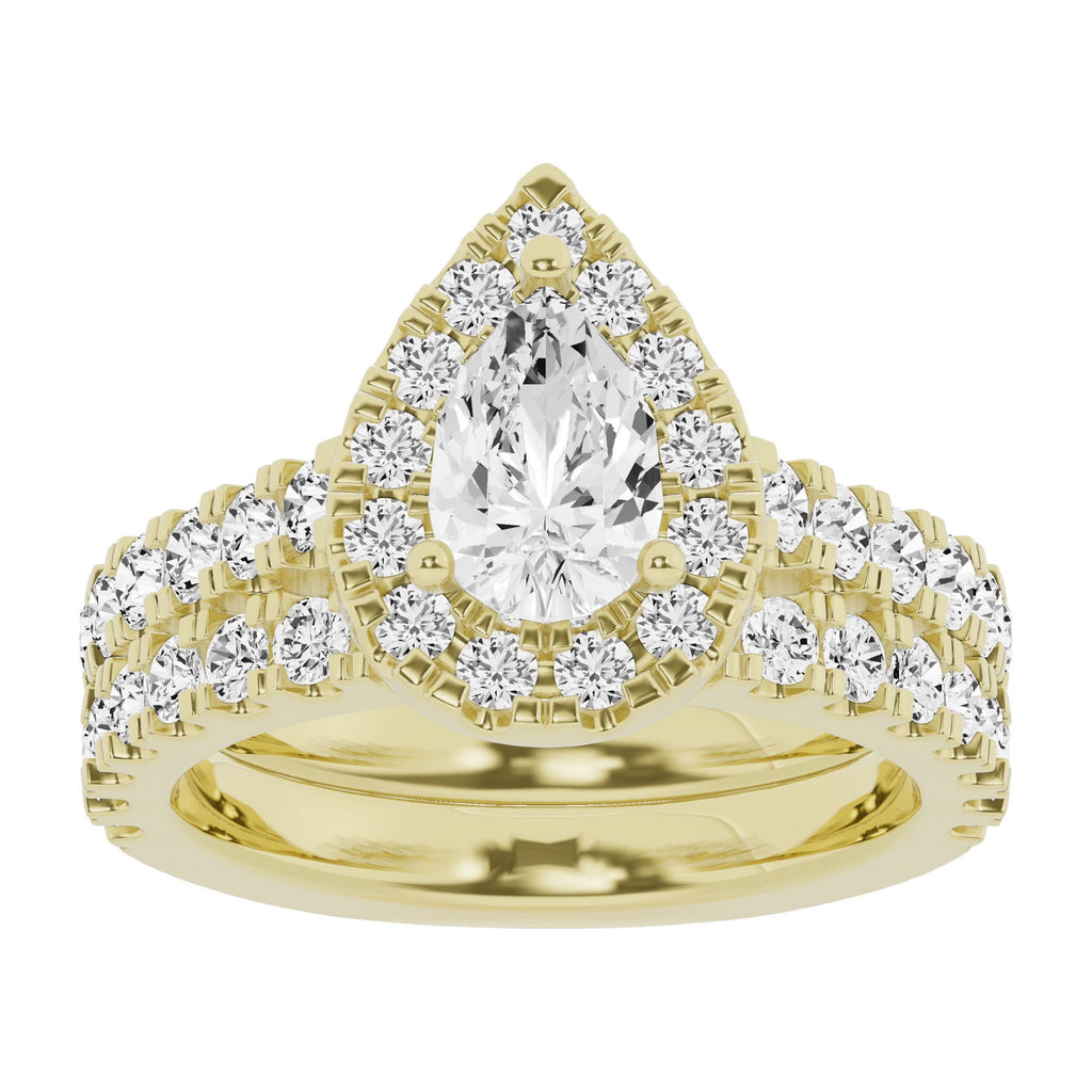 14K Yellow Gold Pear Solitaire Bridal Set E3310