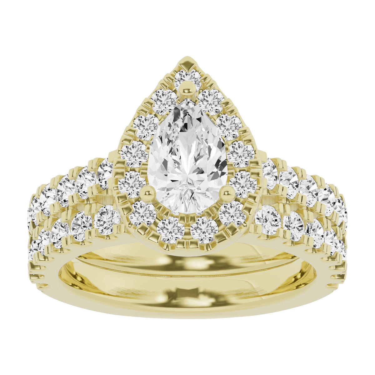 14K Yellow Gold Pear Solitaire Bridal Set E3310