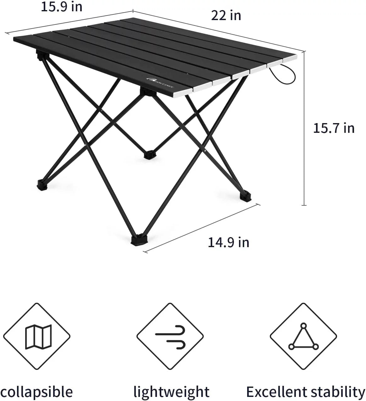 Folding Camping Table with Carry Bag, Black T38590