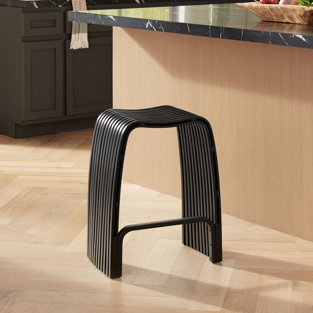 Bamboo Bar Stool Black 24" High with Footrest A1152