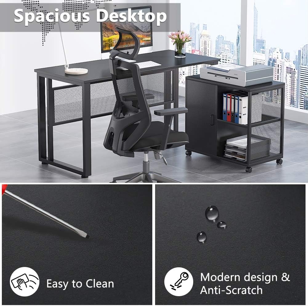 L-Shaped Computer Desk with File Cabinet I8268