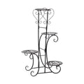 4 Tier Iron Plant Stand Wood Shelves B4294