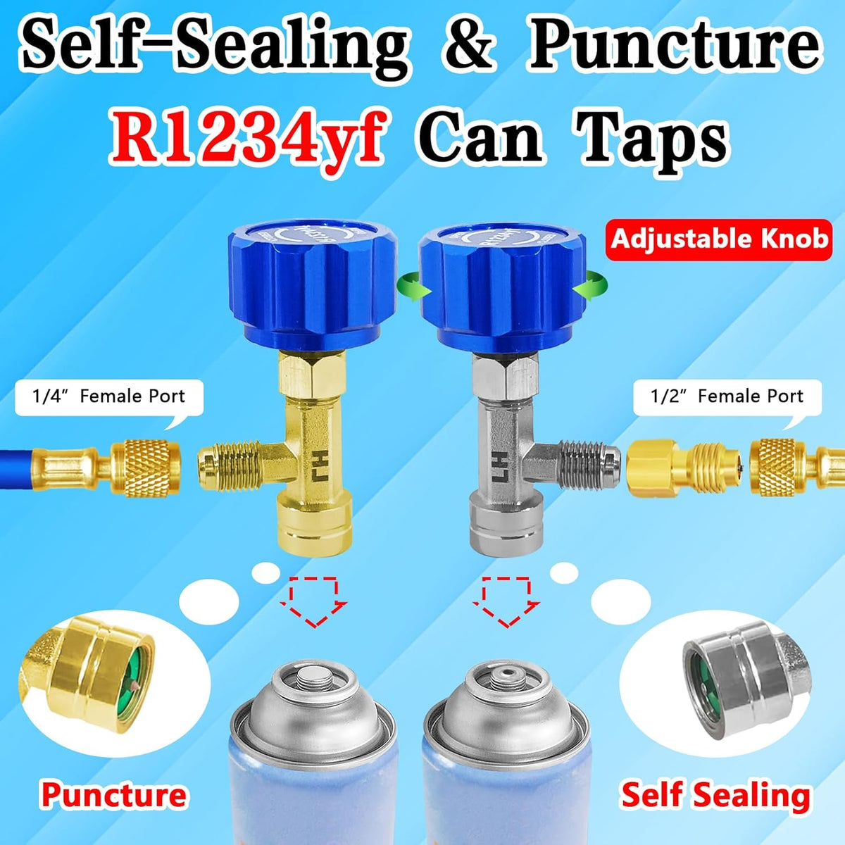 R1234yf Adapter Kit with Self-Sealing Can Taps O96361