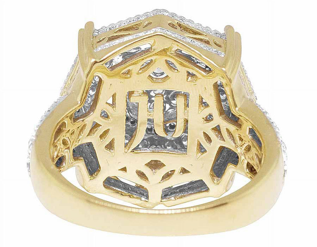 Mens 10K Yellow Gold Genuine Diamond 3D Octagon Wedding Pinky Ring 1.4 CT 19MM O3984
