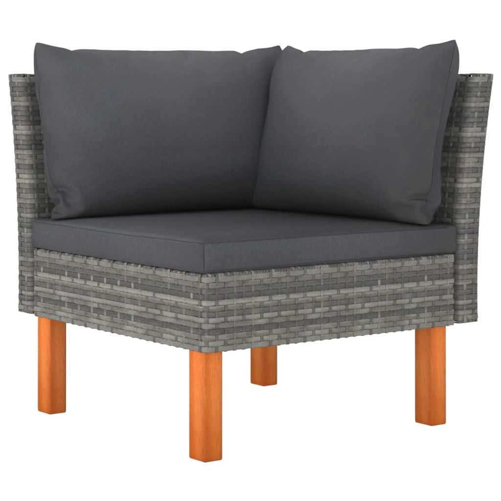 4 Piece Poly Rattan Garden Set with Cushions Gray C8497