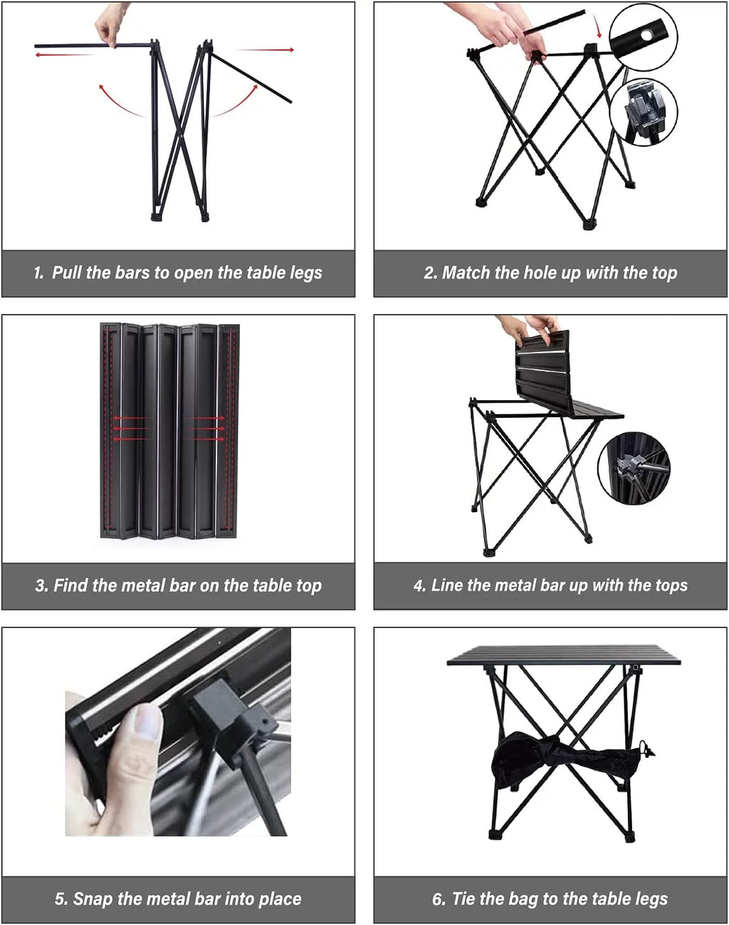 Folding Camping Table with Carry Bag, Black T38590