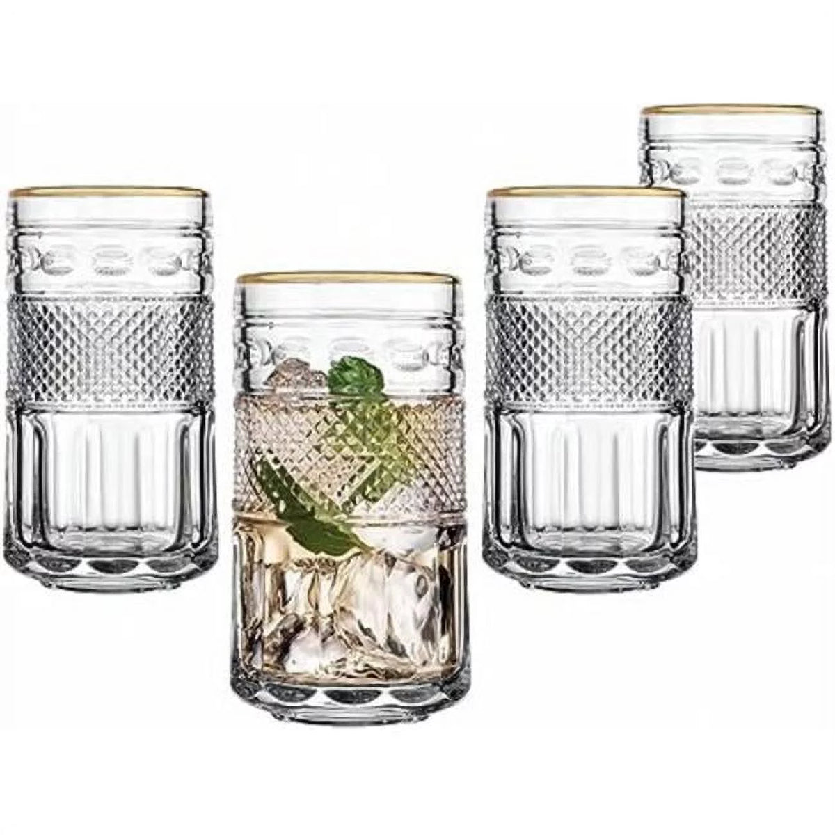 12 oz Gold Rim Highball Glass Cup E948