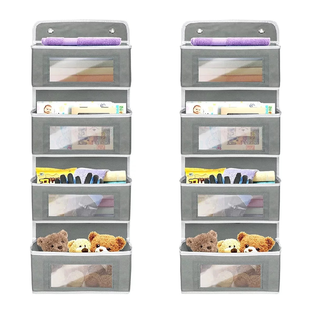 2 Pack 4-Shelf Over Door Hanging Organizer, Grey PVC L5699