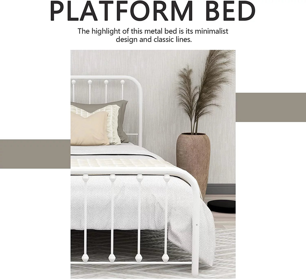 Sturdy Metal Platform Twin Bed Frame W197