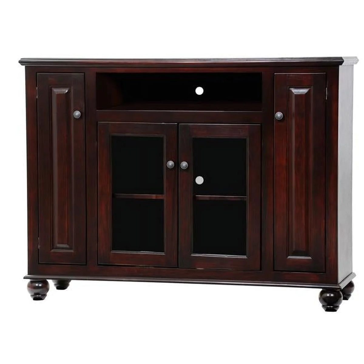Tall Entertainment Console with 3 Fixed Wood Shelves J668