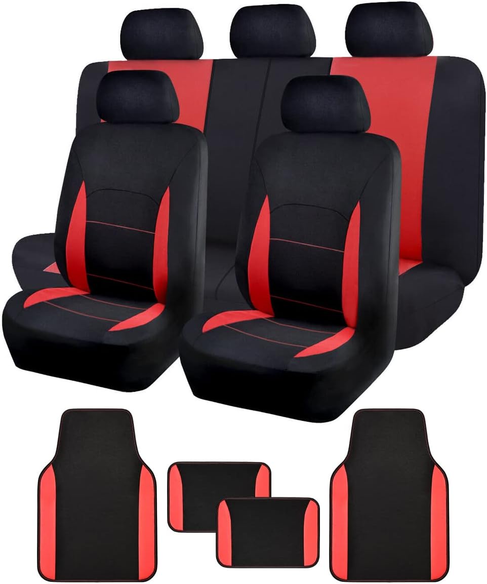 Black Purple Polyester Car Seat Covers Full Set Low Back Pack of 2 S348
