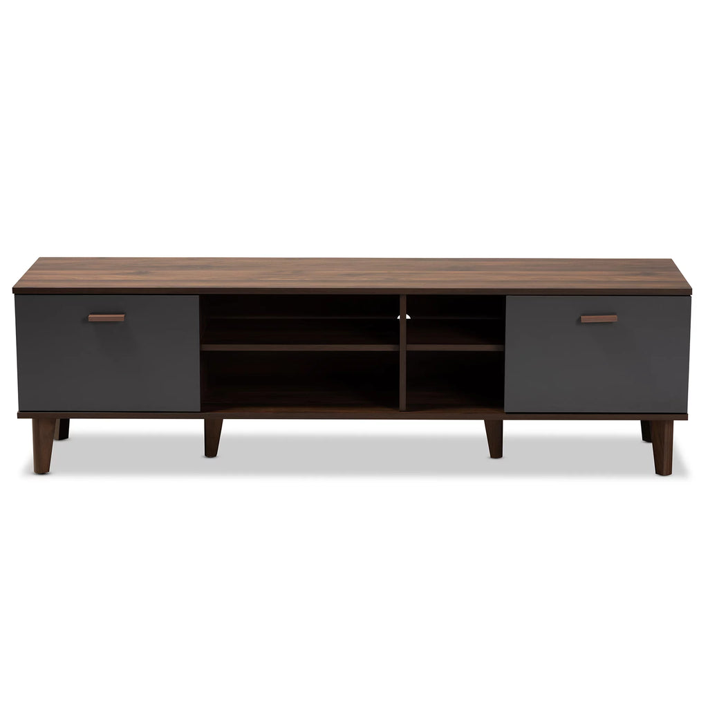 Walnut Brown and Grey Finished Wood TV Stand T657421