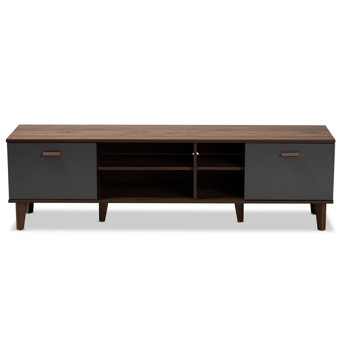 Walnut Brown and Grey Finished Wood TV Stand T657421