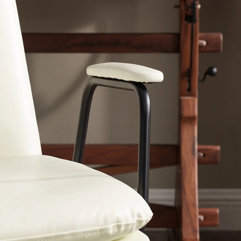 Off White Faux Leather Swivel Arm Chair J909