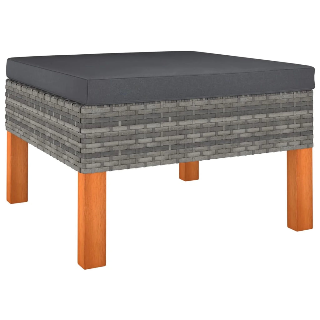 4 Piece Poly Rattan Garden Set with Cushions Gray C8497