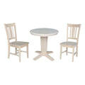 30" Solid Wood Round Top Pedestal Dining Table with 2 Chairs D77596