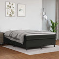 Black Faux Leather Box Spring Bed Frame with Mattress and Topper Q4299