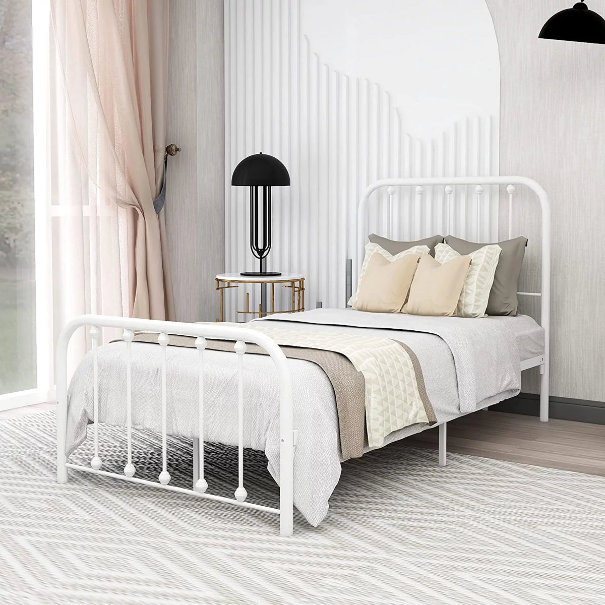 Sturdy Metal Platform Twin Bed Frame W197