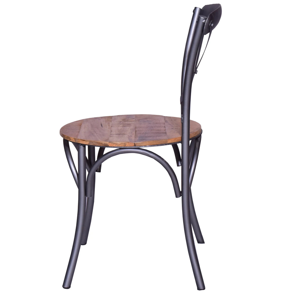 19 Inch Industrial Dining Accent Chair with Mango Wood Seat U390