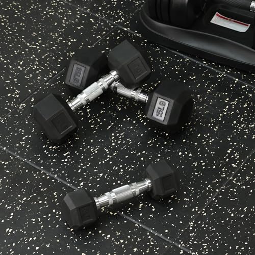 Rubber Encased Hex Dumbbell Sets, 60LBS C31704