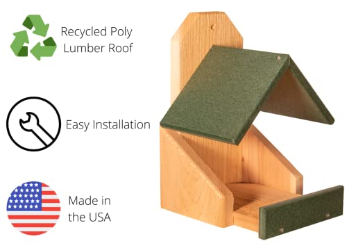 Cedar Robin Roost Birdhouse with Recycled Poly Lumber Roof (Green) Q4580