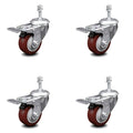 4 Swivel Caster Set with 3.5x22 Wheel and 3/8x22 Stem with Total Lock Brake E863065