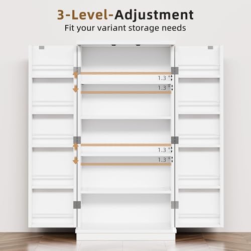White 5 Layer Storage Cabinet with Adjustable Shelves O502