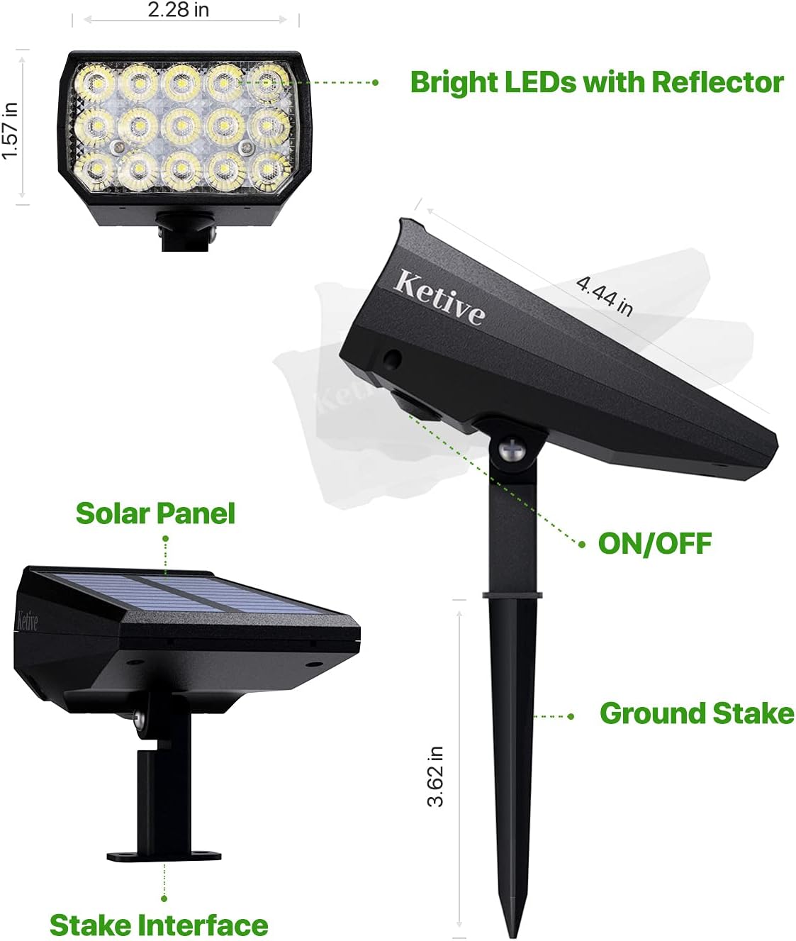 8 Pack 15 LEDs Solar Landscape Spotlights, Cold White C700