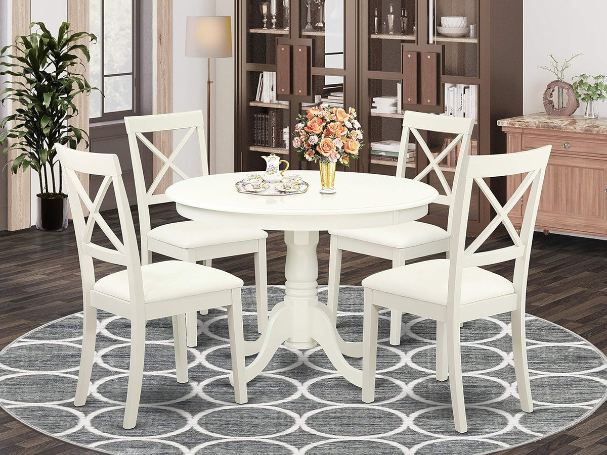 5-Pc Solid Wood Kitchen Table and 4 Chairs Set Cappuccino Finish F920