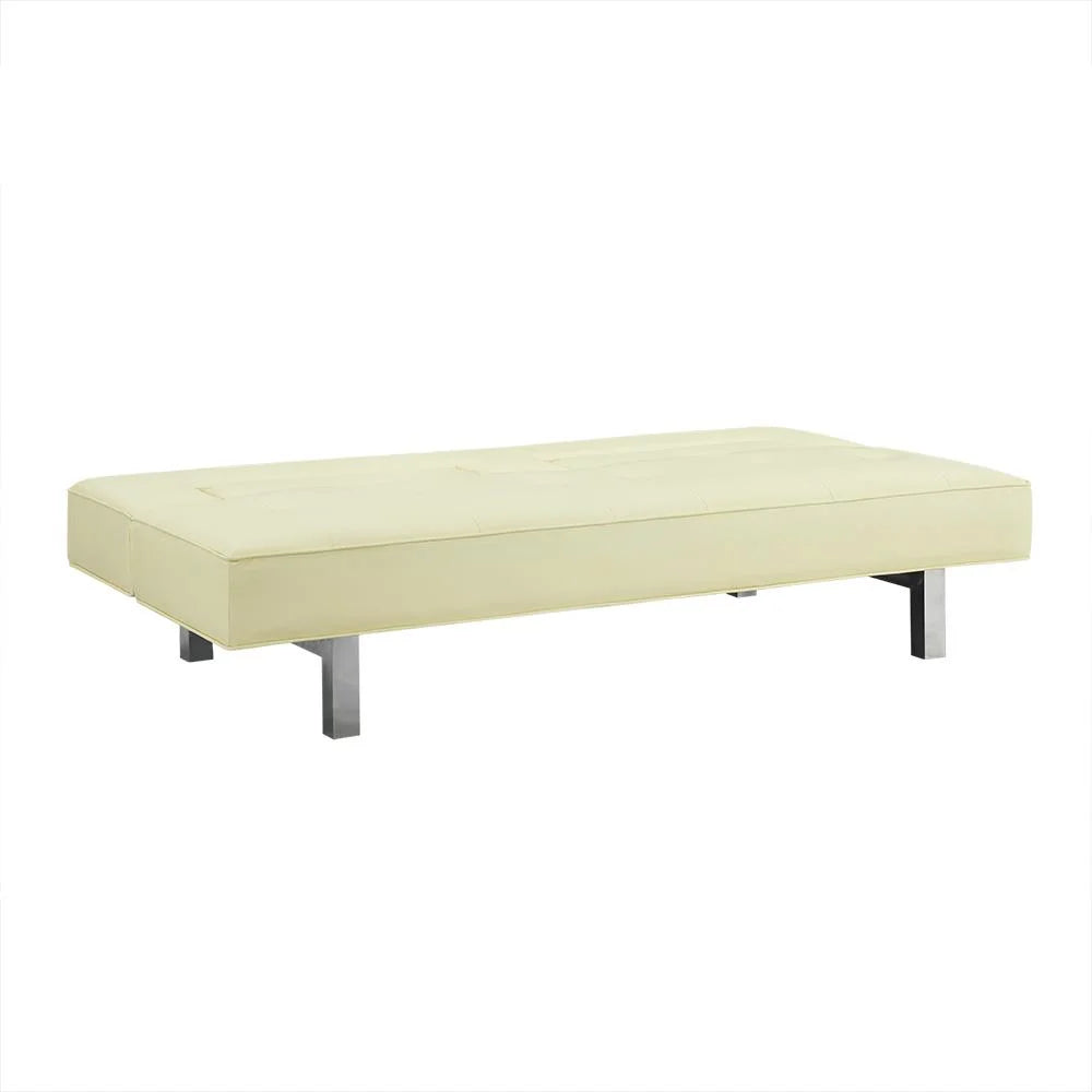 Cream Faux Leather Convertible Futon Sofa A7694