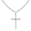 Sterling Silver Tubular Cross Charm Necklace 24 Inches Z774