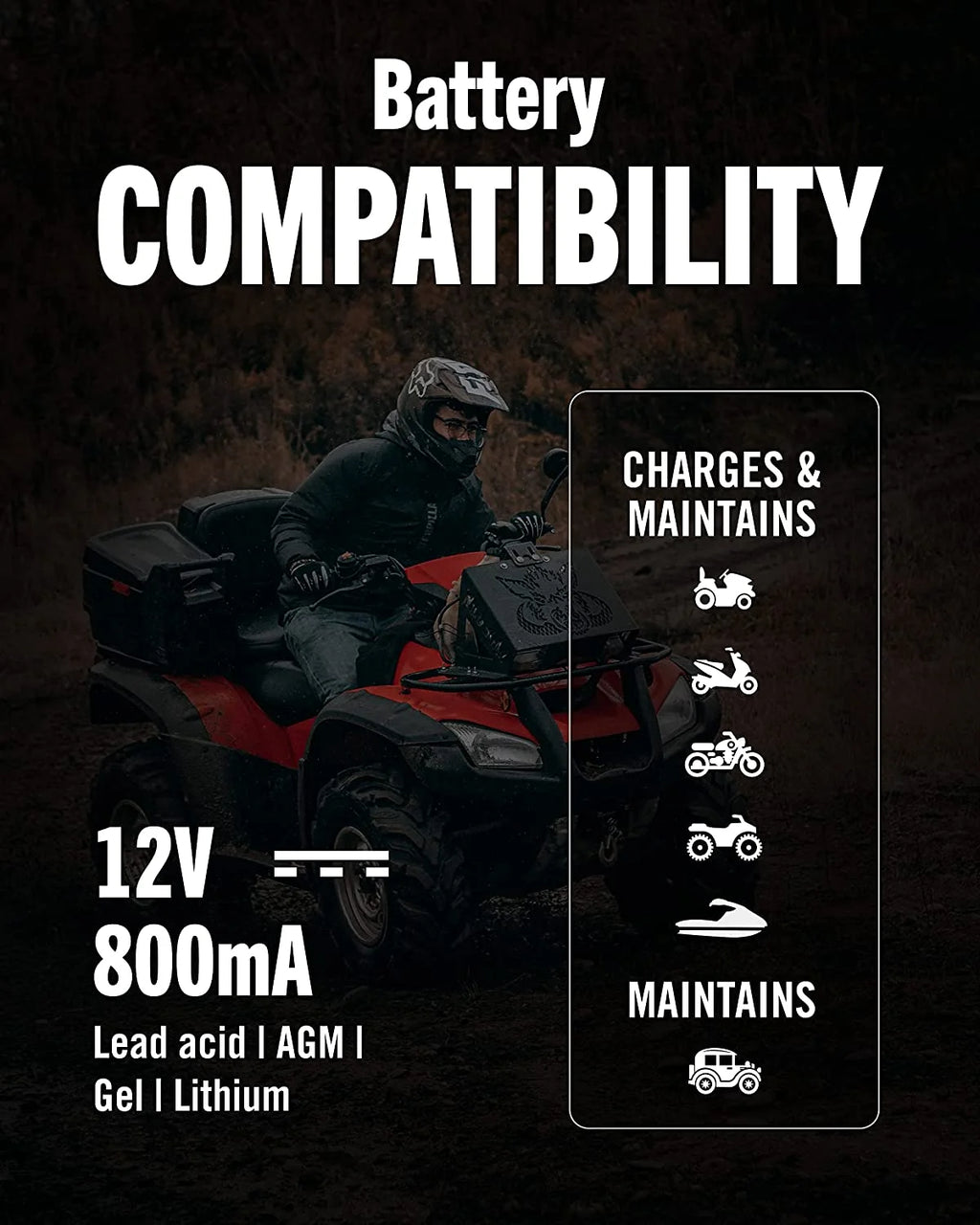 12V 800mA Battery Charger and Maintainer H7189