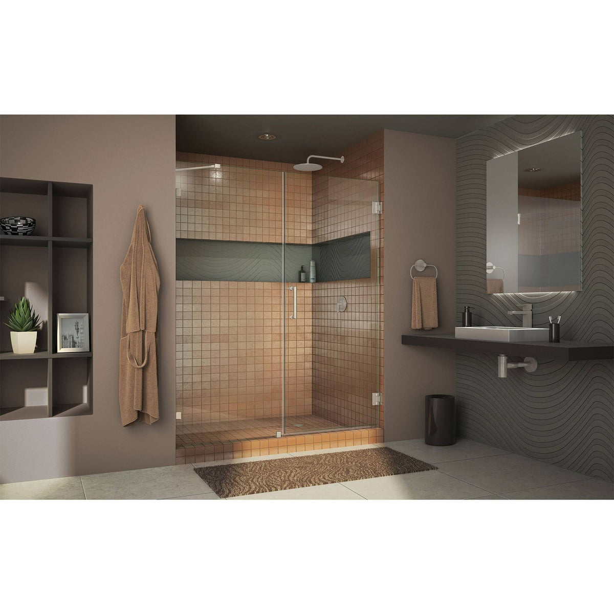 Frameless Hinged Brushed Nickel Shower Door M5231
