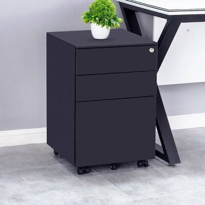 Black 3 Drawer Filing Storage Cabinet Y58225