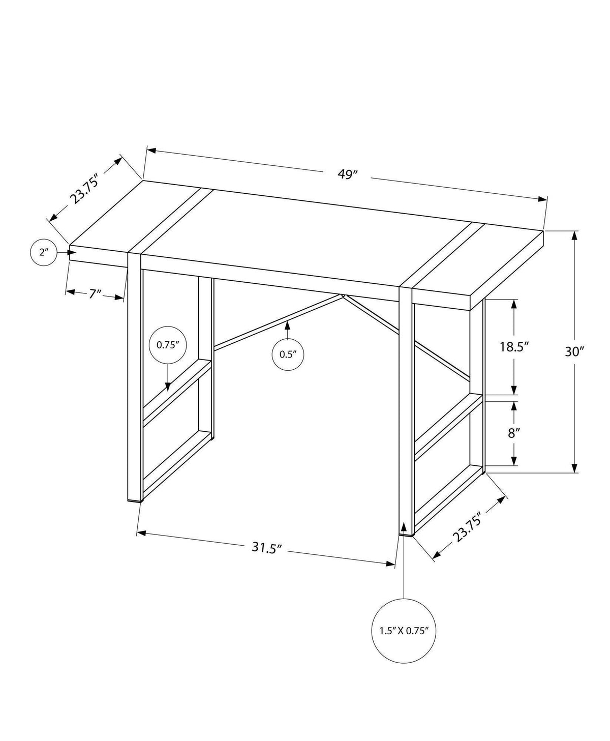 Taupe Black Particle Board Metal Computer Desk C296037