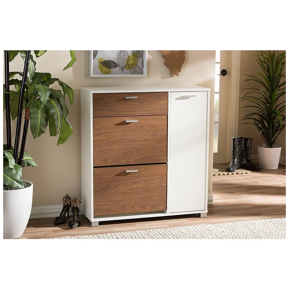 White/Walnut Storage Cabinet P6929