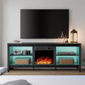 Black Fireplace TV Stand with LED Lights T42497