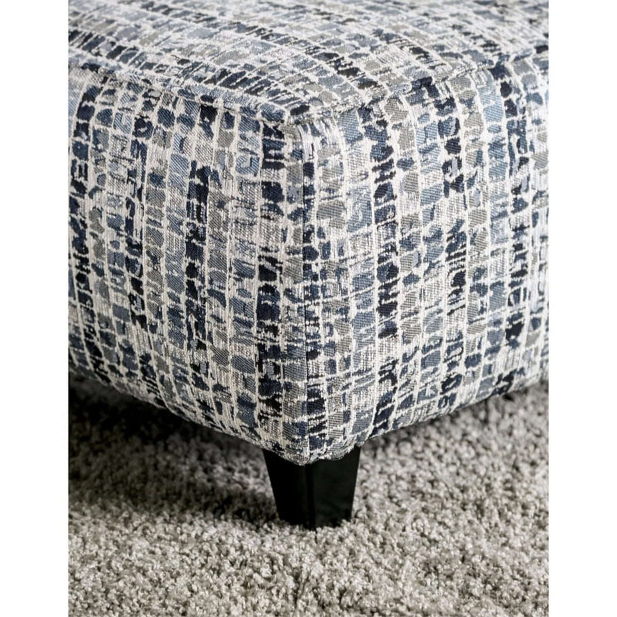 Bluish Gray Fabric 3-Piece Sofa Set with Ottoman F65584