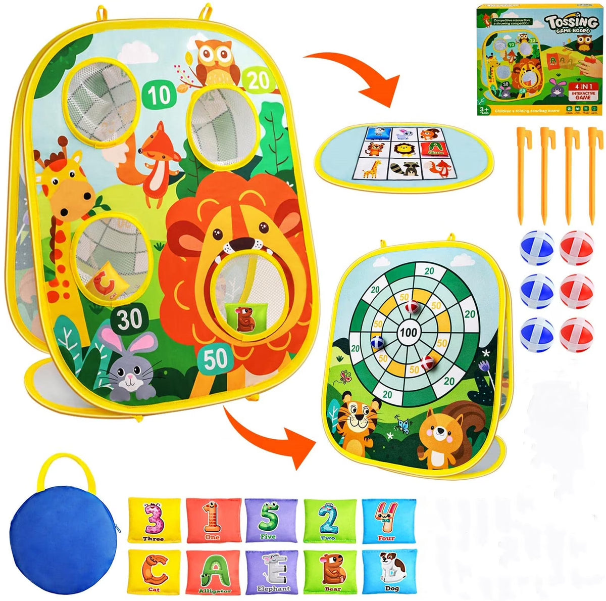 Bean Bag Toss Game Toy, Dart Board, Outdoor Cornhole Game Toys for Kids Ages 3 4 5 6 7 8 Year Old Boys Girls X5883