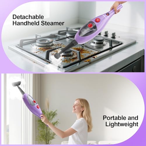 Steam Mop Cleaner with Detachable Handheld Steamer, 10-in-1 Multi Accessories, 13.5 OZ Water Tank & 20FT Power Cord Q3315