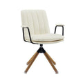 Off White Faux Leather Swivel Arm Chair J909