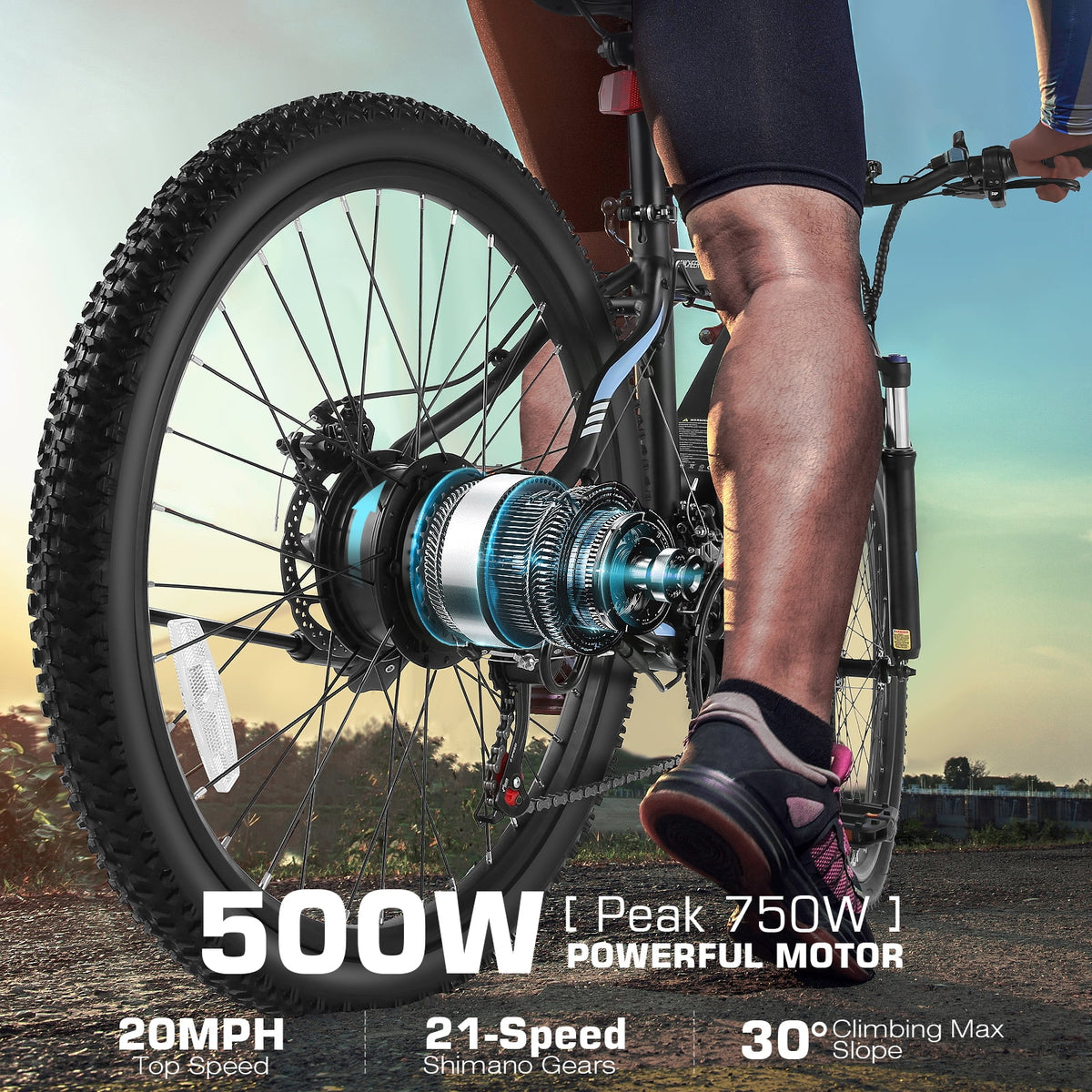 Electric Bike 26" x 2.1" 500W Mountain Bicycle 48V C65418