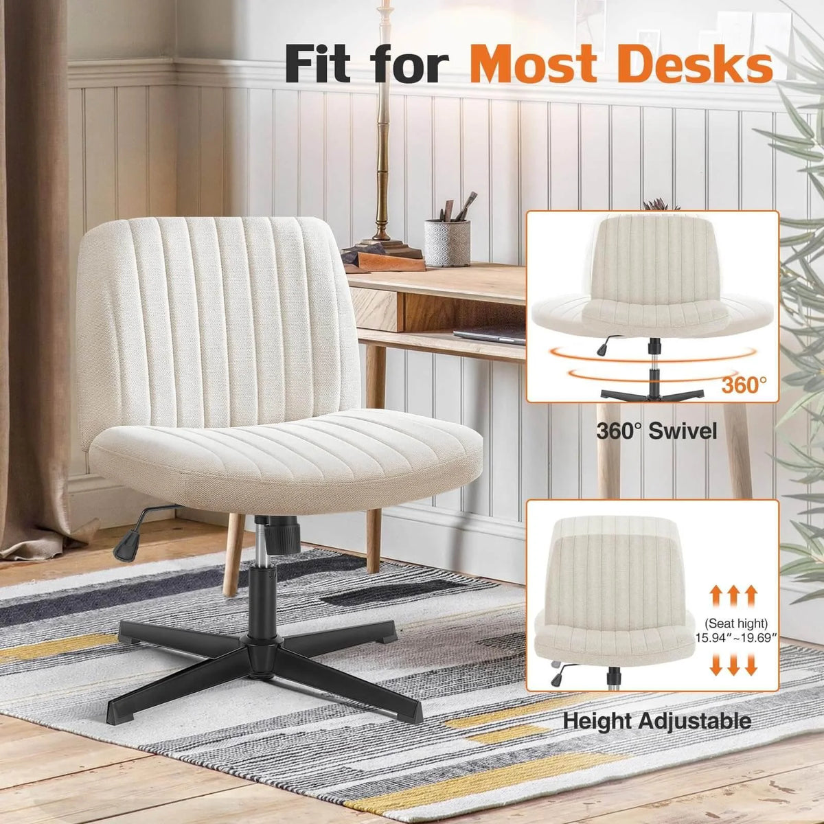 Wide Fabric Desk Chair S193