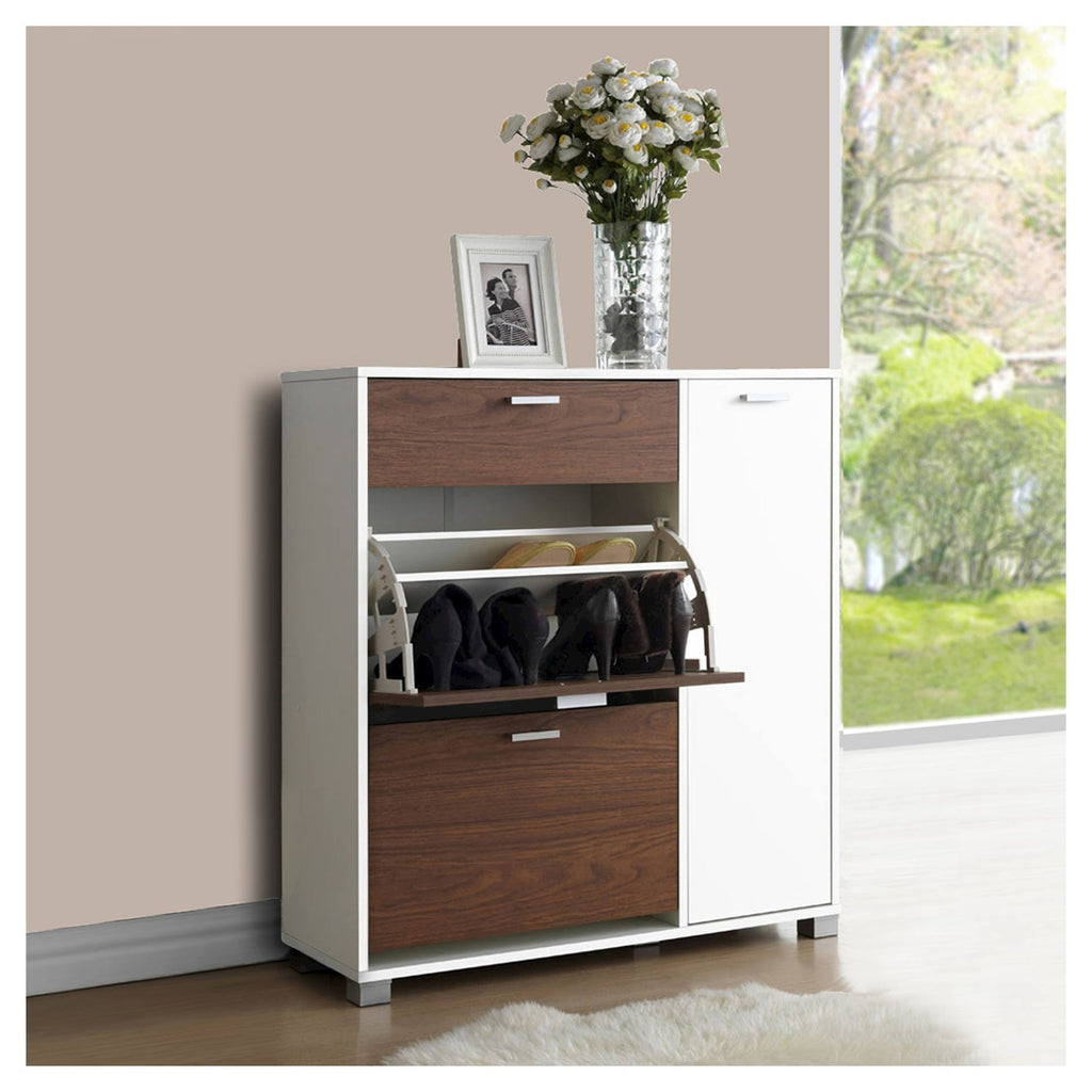White/Walnut Storage Cabinet P6929
