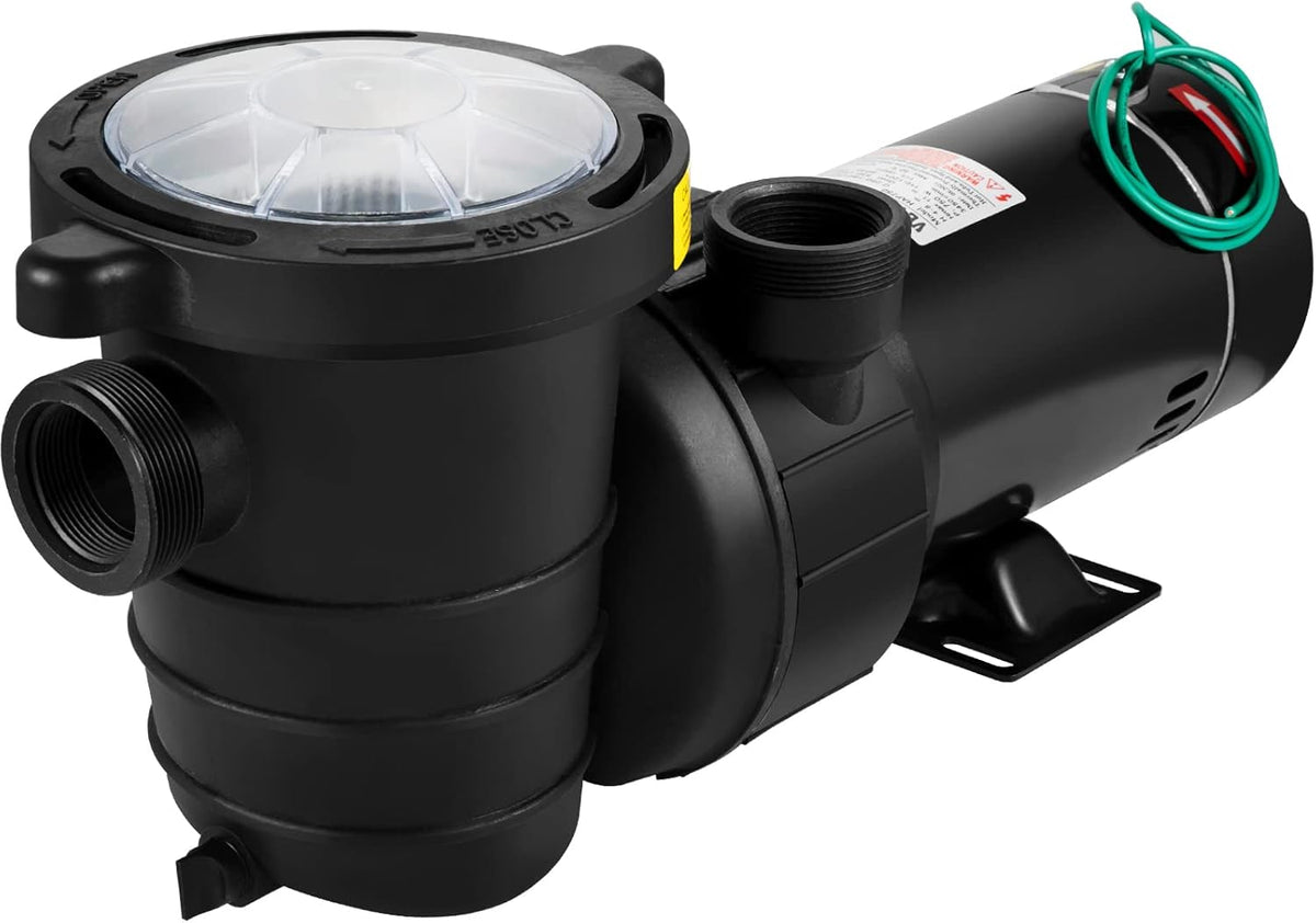 1HP 110V 5220GPH Self-priming Swimming Pool Pump with Strainer Basket and 2pcs 1-1/2'' NPT Connectors S55482