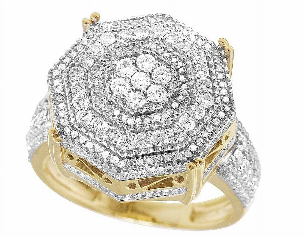 Mens 10K Yellow Gold Genuine Diamond 3D Octagon Wedding Pinky Ring 1.4 CT 19MM O3984