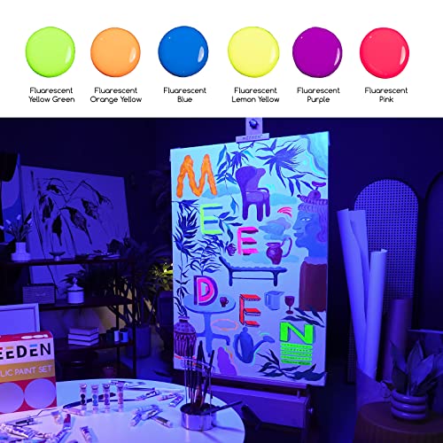 6 Colors Fluorescent Acrylic Paint Set, 2 oz P246035