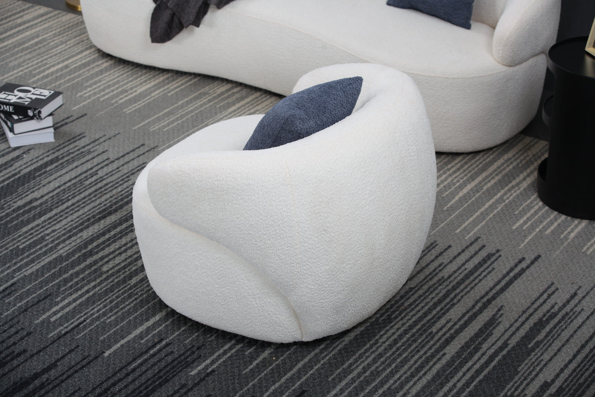 Beige Boucle Swivel Barrel Chair B716