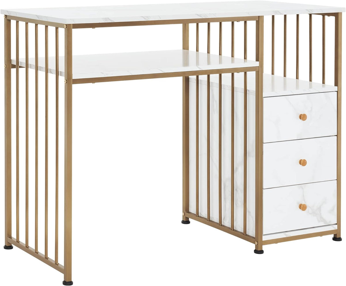 Marbling Texture Manicure Table with Storage Drawers H45100