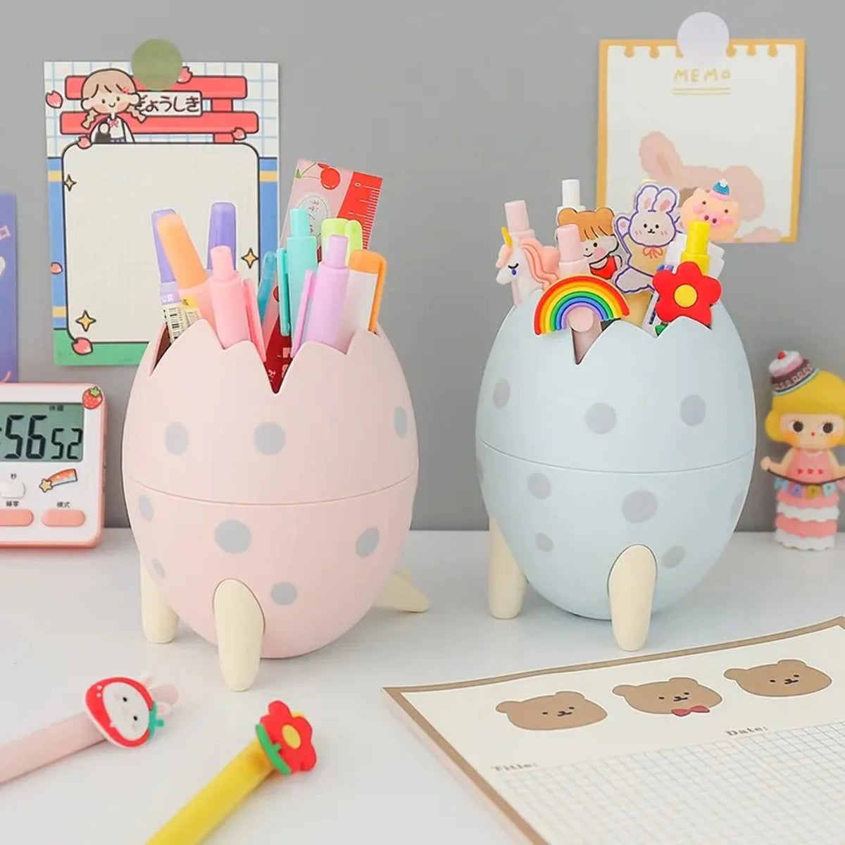Kawaii Dinosaur Egg Pen Holder Large Capacity Desktop Stationery Storage Box T33502